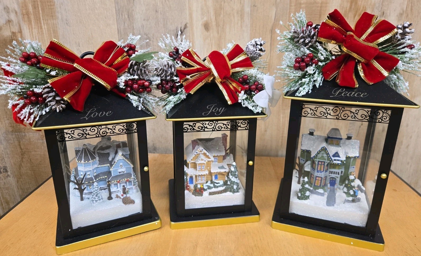 Set 3 Thomas Kinkade Illuminated Sparkle of the Season Holiday Lanterns W/Tags
