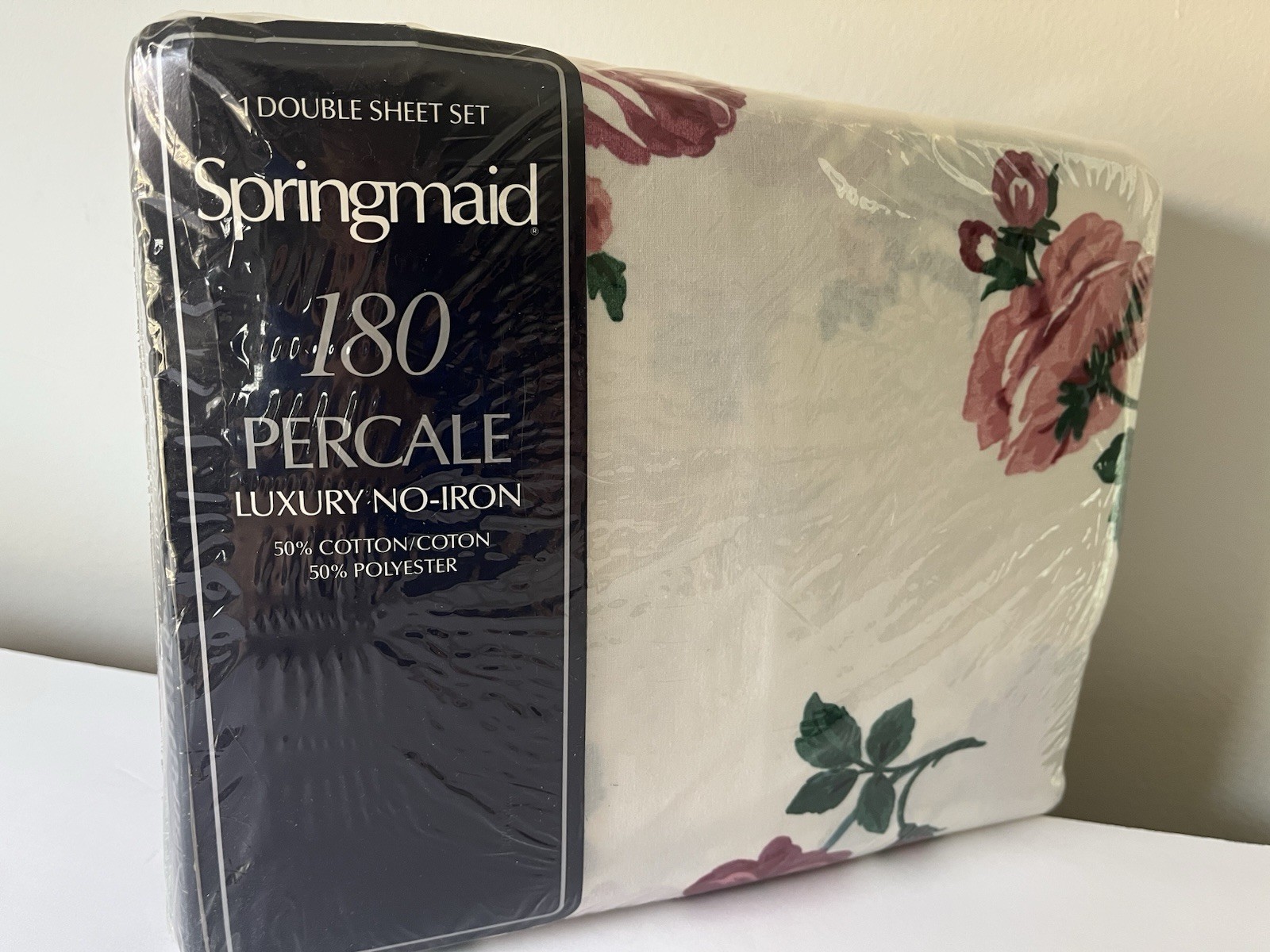 Springmaid MARJORIE Rose Percale  4-Piece Sheet Set Double Flat Fitted 2 Cases