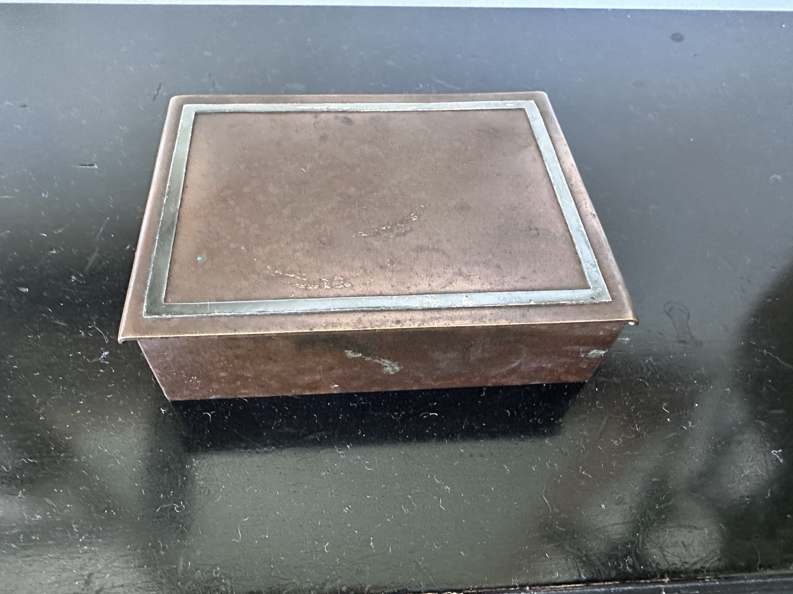 Heintz Art Metal Shop Sterling on Bronze Trinket Box 4 1/8” X 3 1.8 1”