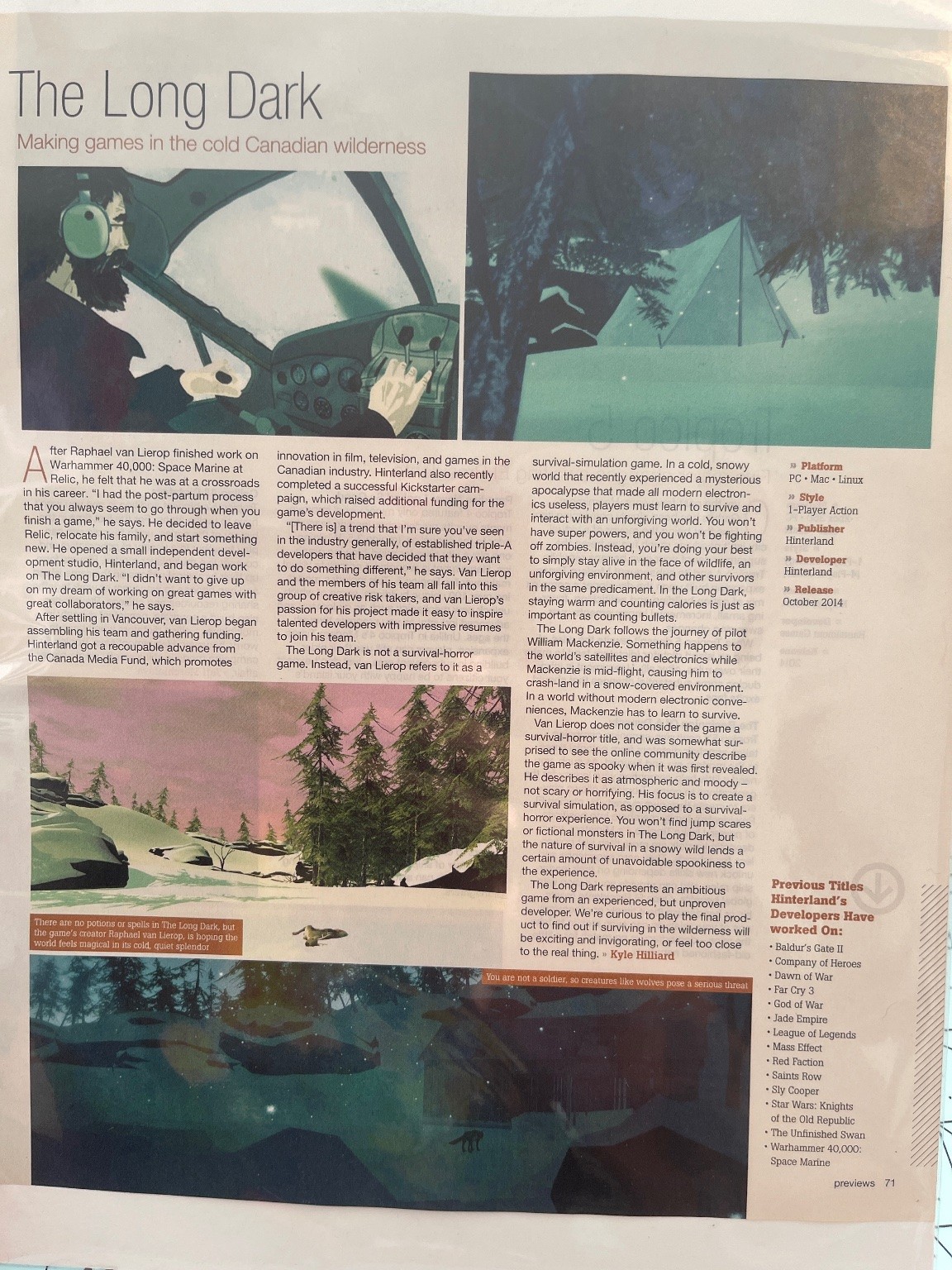 The Long Dark Game Article 2014 Canadian Wilderness Survival PC Mac Linux