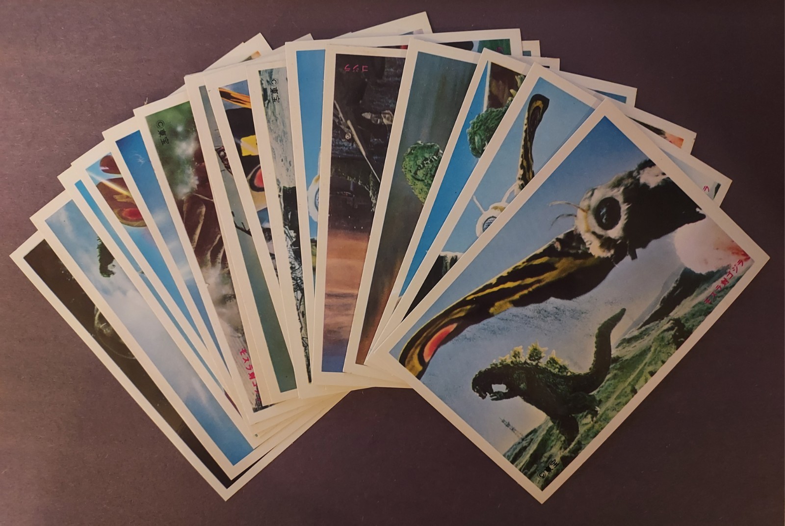Vintage 1964 Mothra vs Godzilla Japanese Bromide Cards Lot of 18 Toho Kaiju