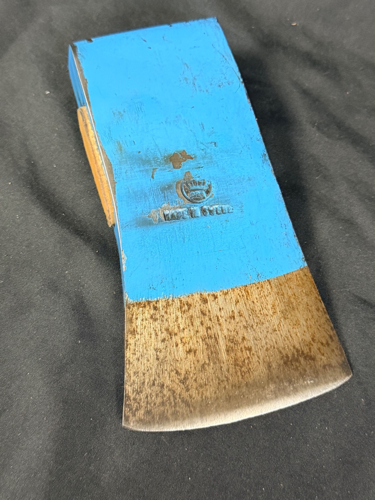 Vintage Gransfors Bruks GBA Axe Head Crown Stamp Original Blue Paint Sweden 0.9k