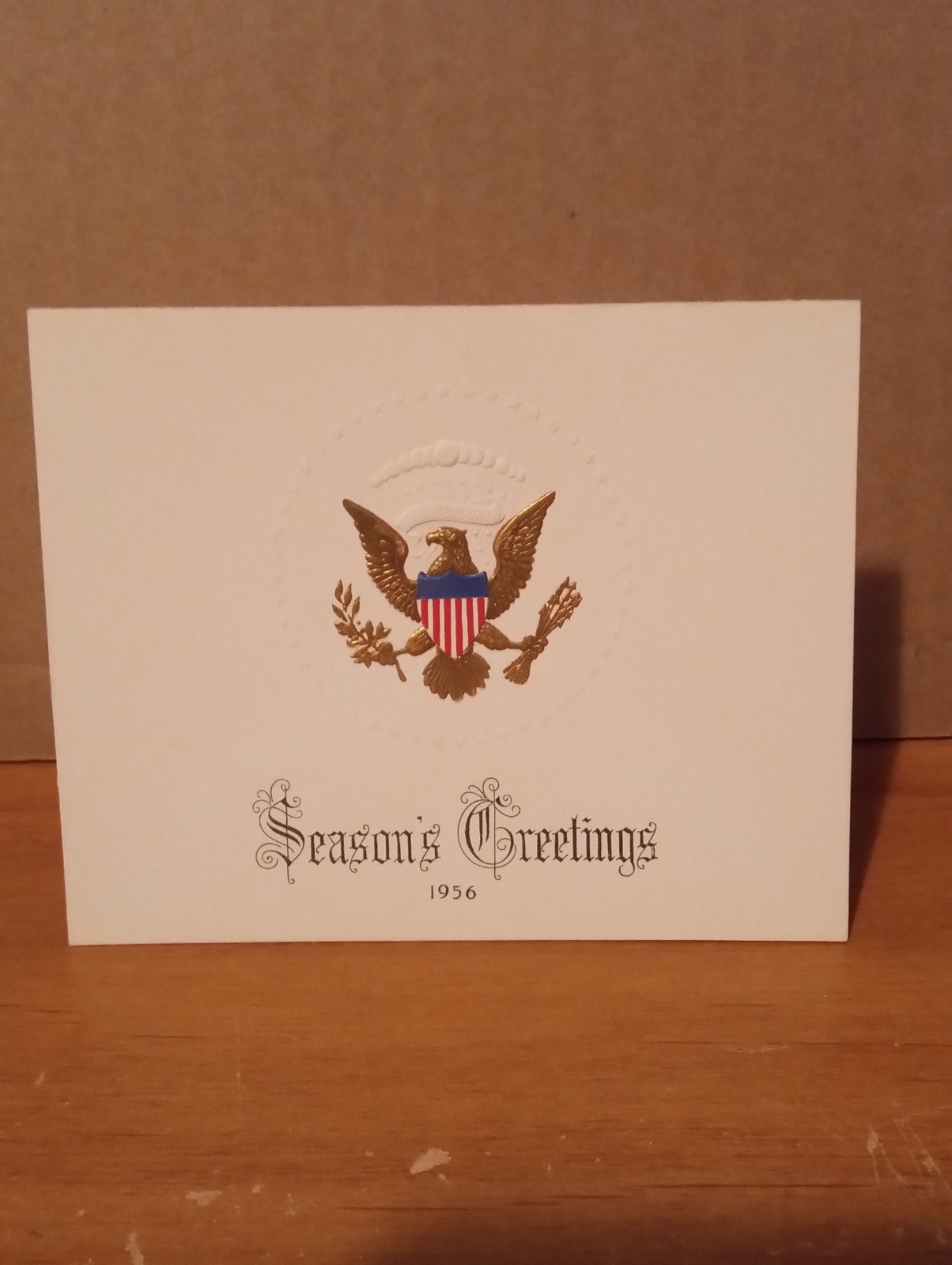 1956 White House Christmas Greeting Card Hallmark Presidential Seal Envelope VIP