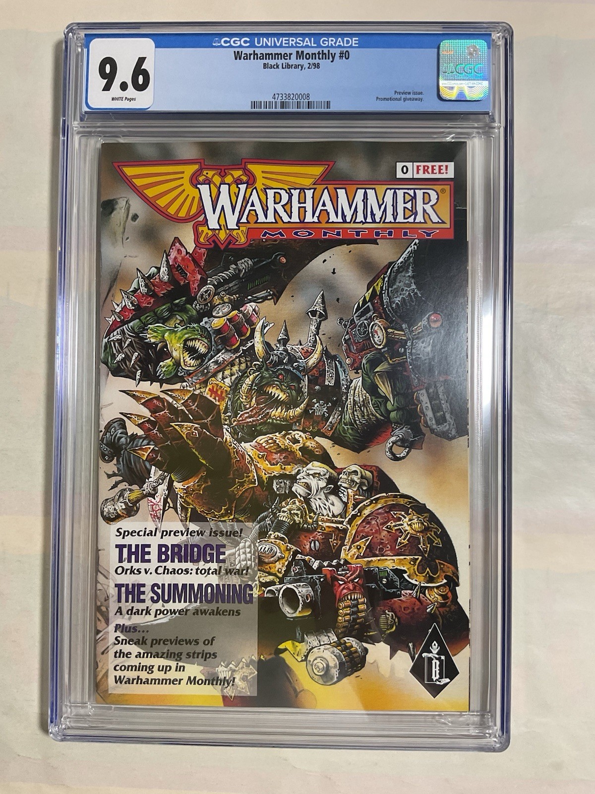 Warhammer Monthly #0 Preview Of Anthology CGC 9.6 Black Library 1998.