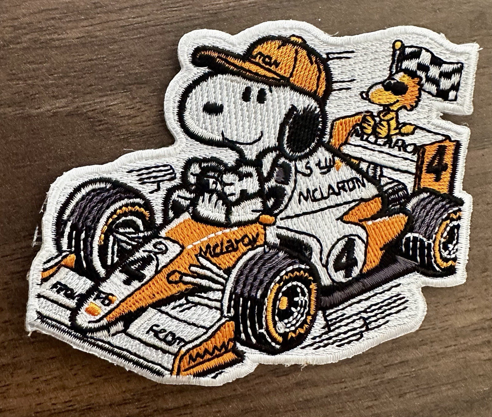 F1 McLaren Snoopy Race Car Embroidered Iron On Patch 3.5