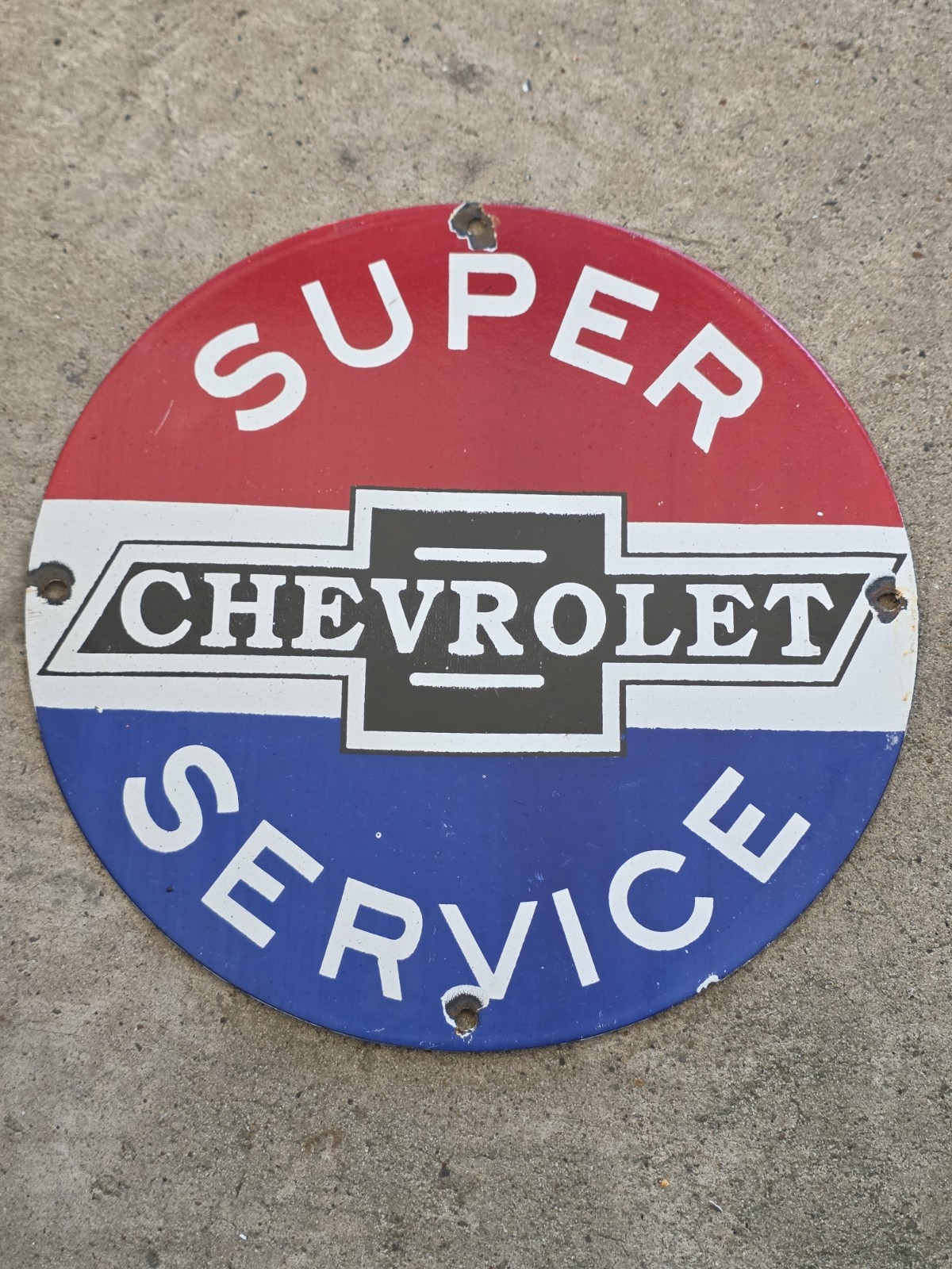 VINTAGE SUPER CHEVROLET SERVICE PORCELAIN SIGN 12