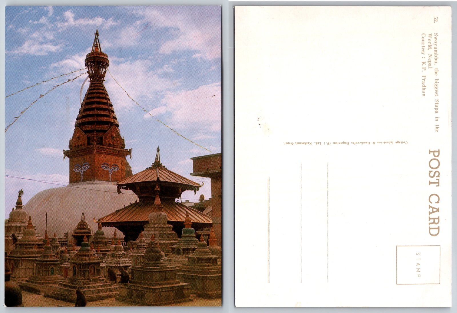 Continental Swayambhu Nath Stupa Nepal Postcard