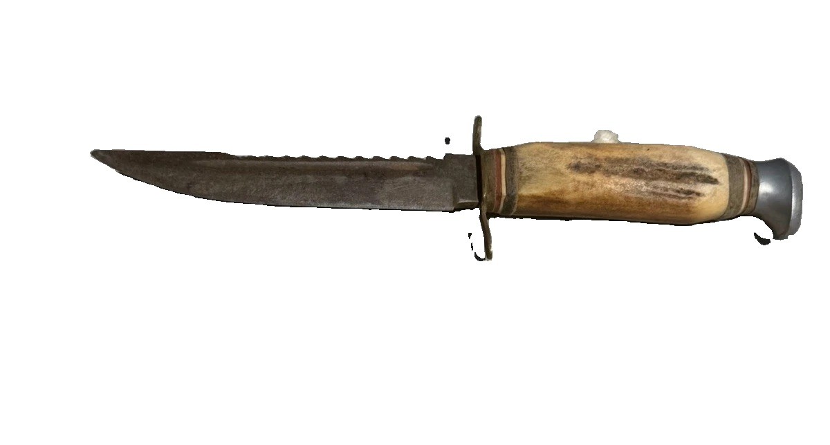 Vintage Solingen Stag-Handled Saw-back Bowie Knife  Rare c.1940