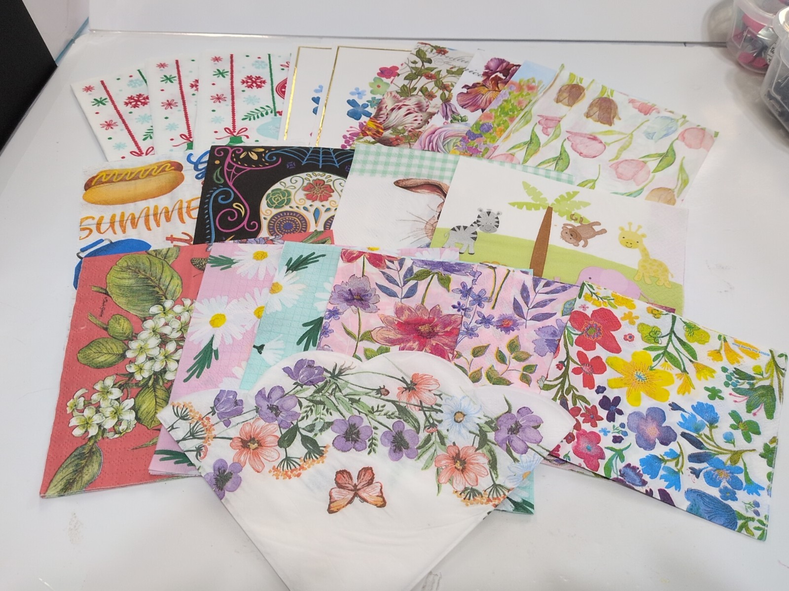 21pc Lot Paper Decoupage Napkins Various Sizes, Colors And Themes Random Pick