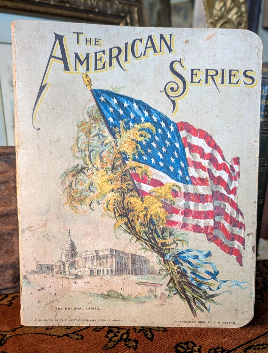Antique School Composition Notebook Vtg 1898 Paper Ephemera Americana Columbus M