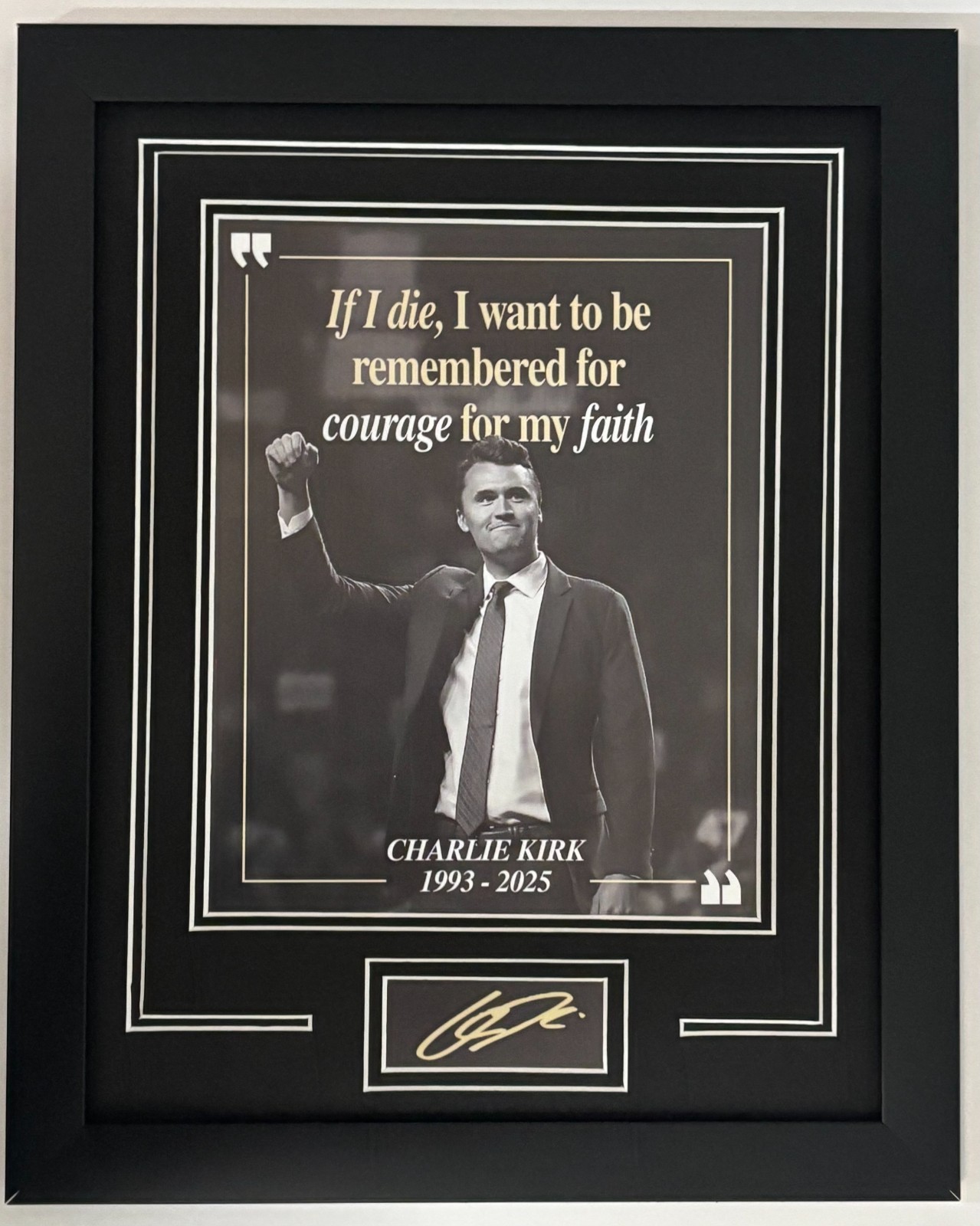 Charlie Kirk 11x14 Matted photo Framed.