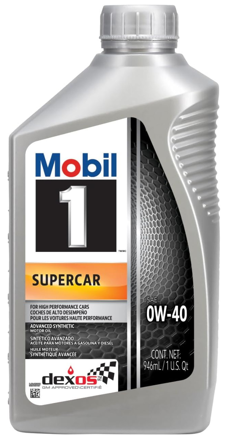 Mobil 1 Supercar Advanced Full Synthetic Motor Oil 0W-40, 6-Pack of 1 Quarts.