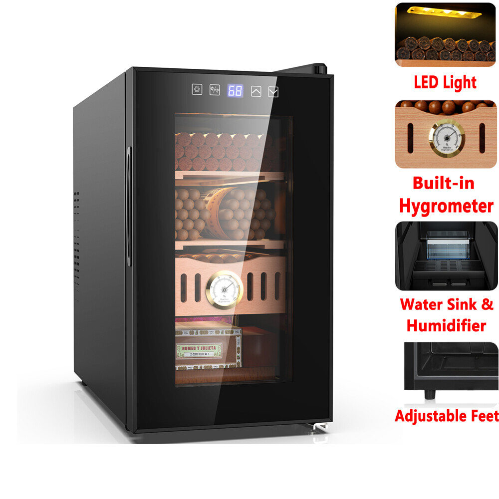 Electric Cigar Cooler Humidor Cedar Wood Shelf Storage 200 Cigar Touch Control