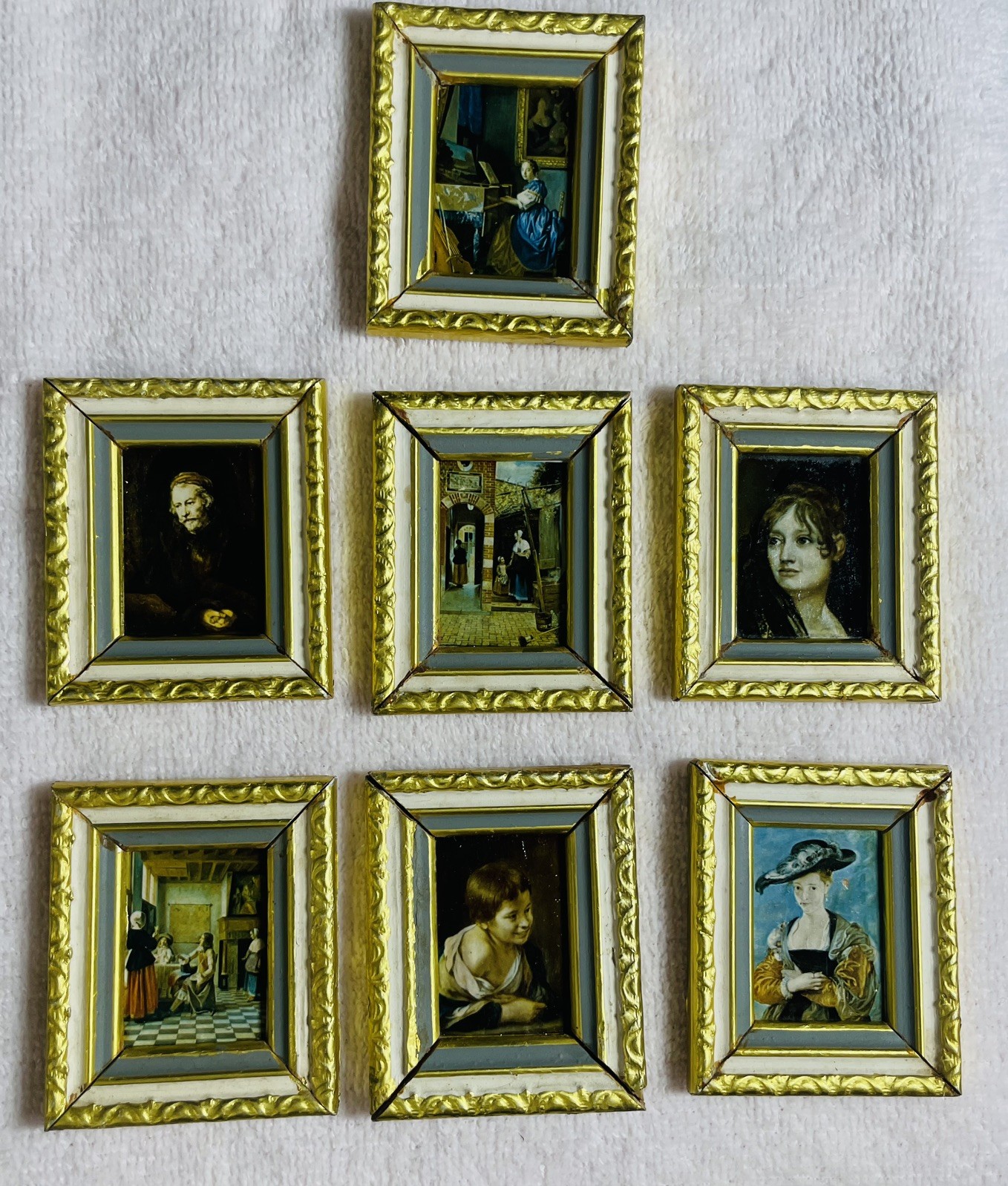 7 Unique Vintage framed miniatures. From the National Gallery London.