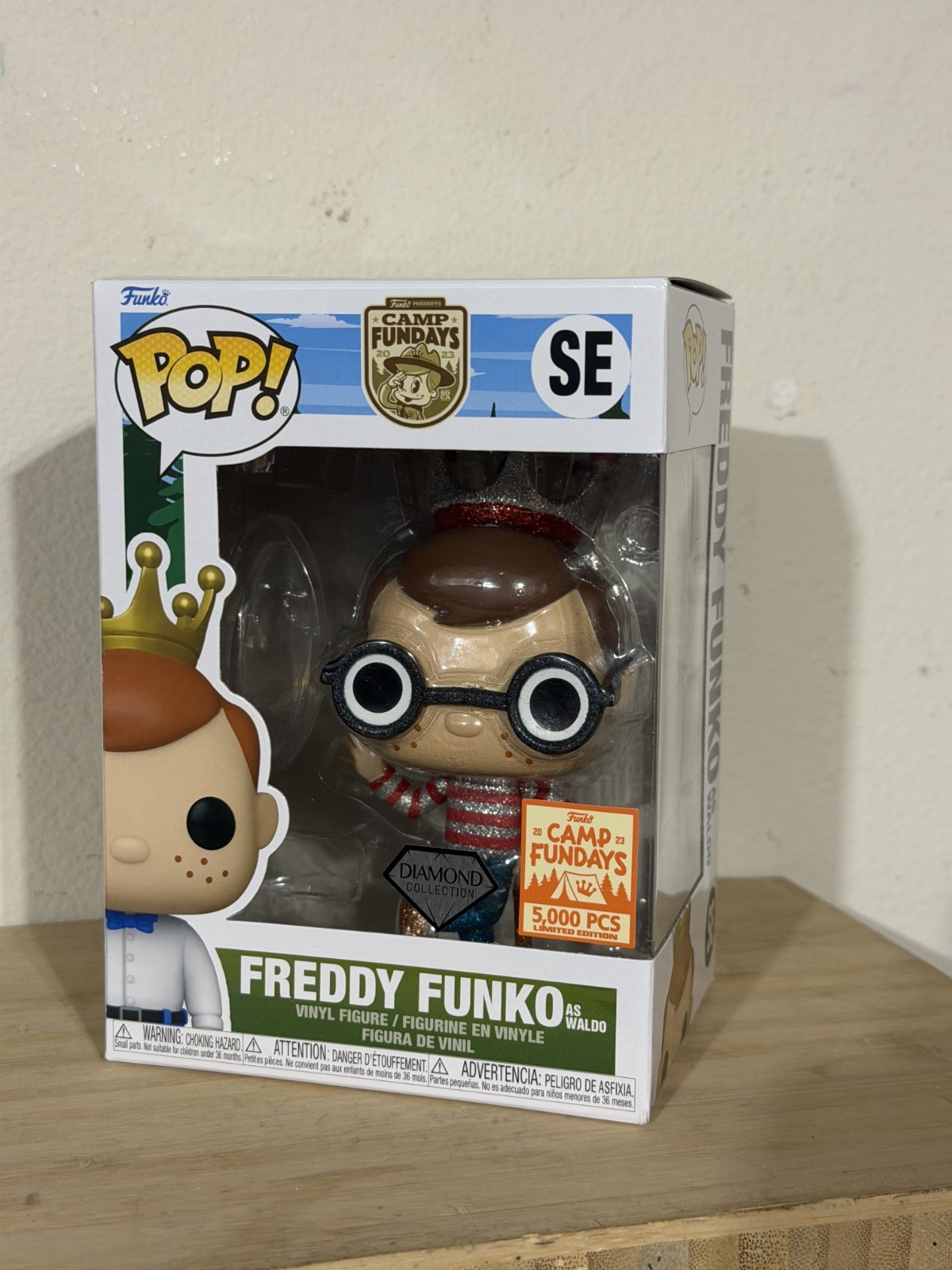 Funko Pop Fundays 2023 Box of Fun Freddy Funko as Waldo Diamond LE 5000