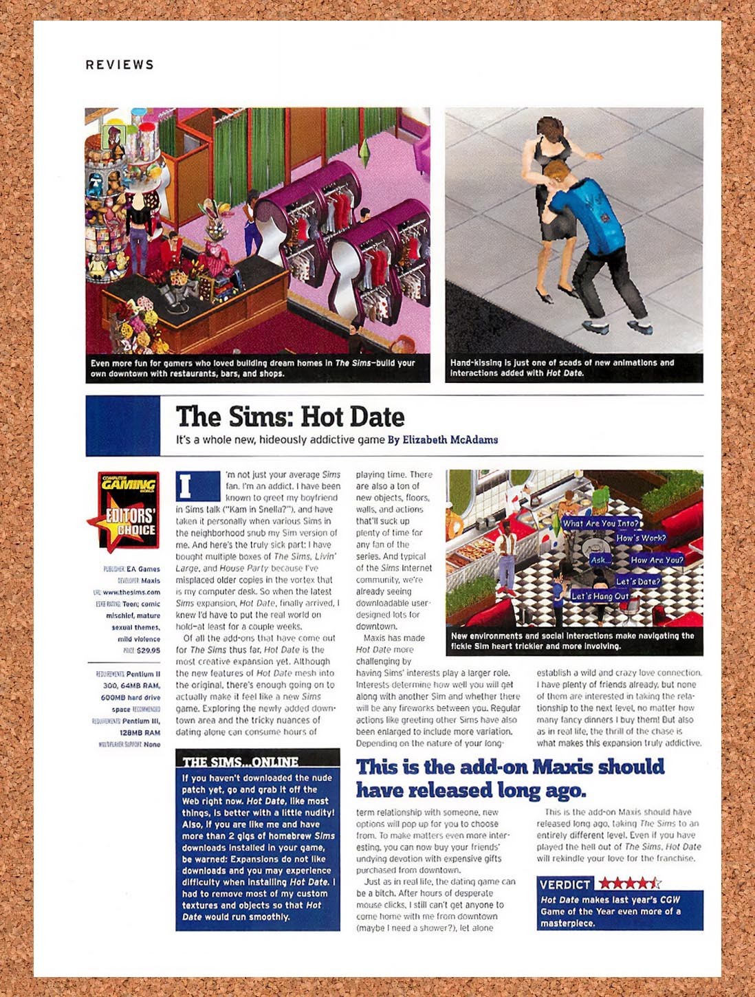 2002 Sims Hot Date PC Original Advertisement / Retro Promo vr1