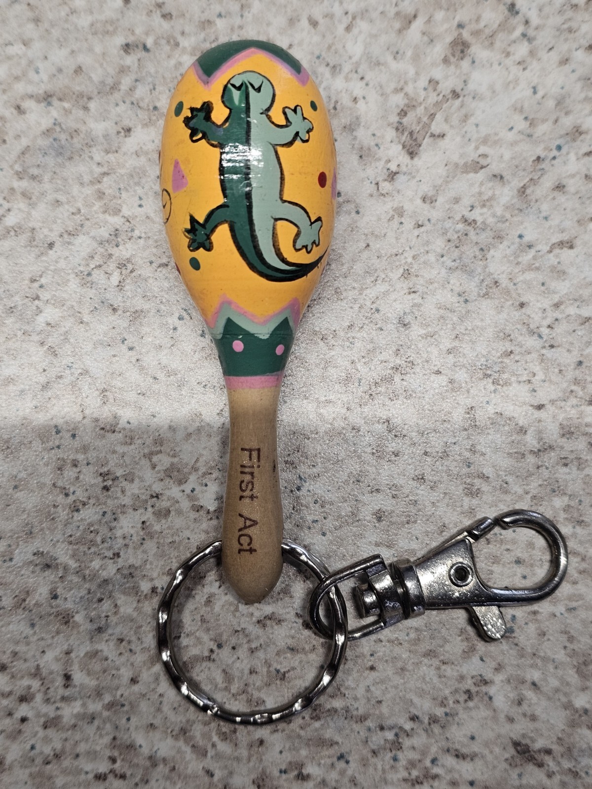 Mini Maraca Keychain Painted Lizzard \