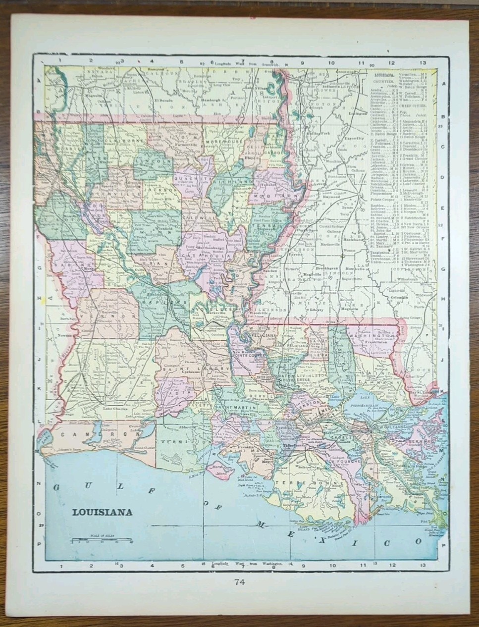 Vintage 1899 LOUISIANA Map 14