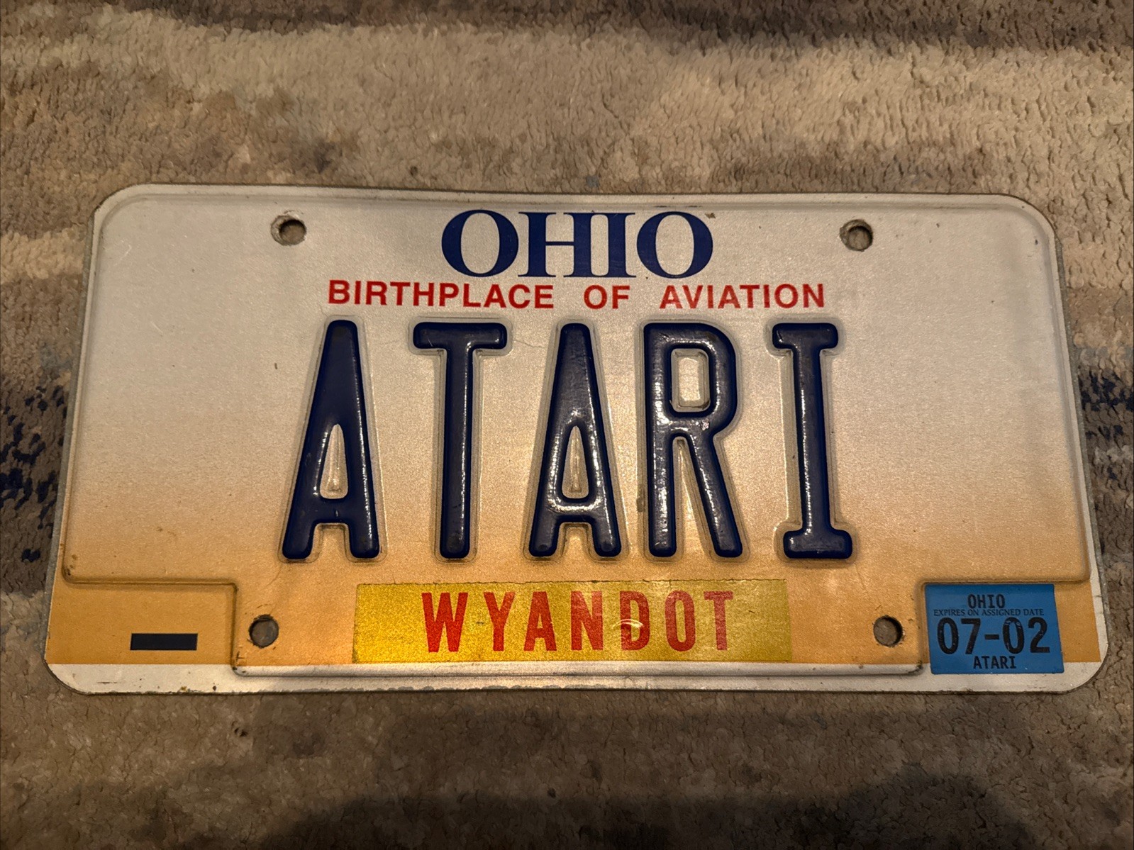 Ohio Vintage License Plate ATARI Wyandot County Birthplace Of Aviation 2002