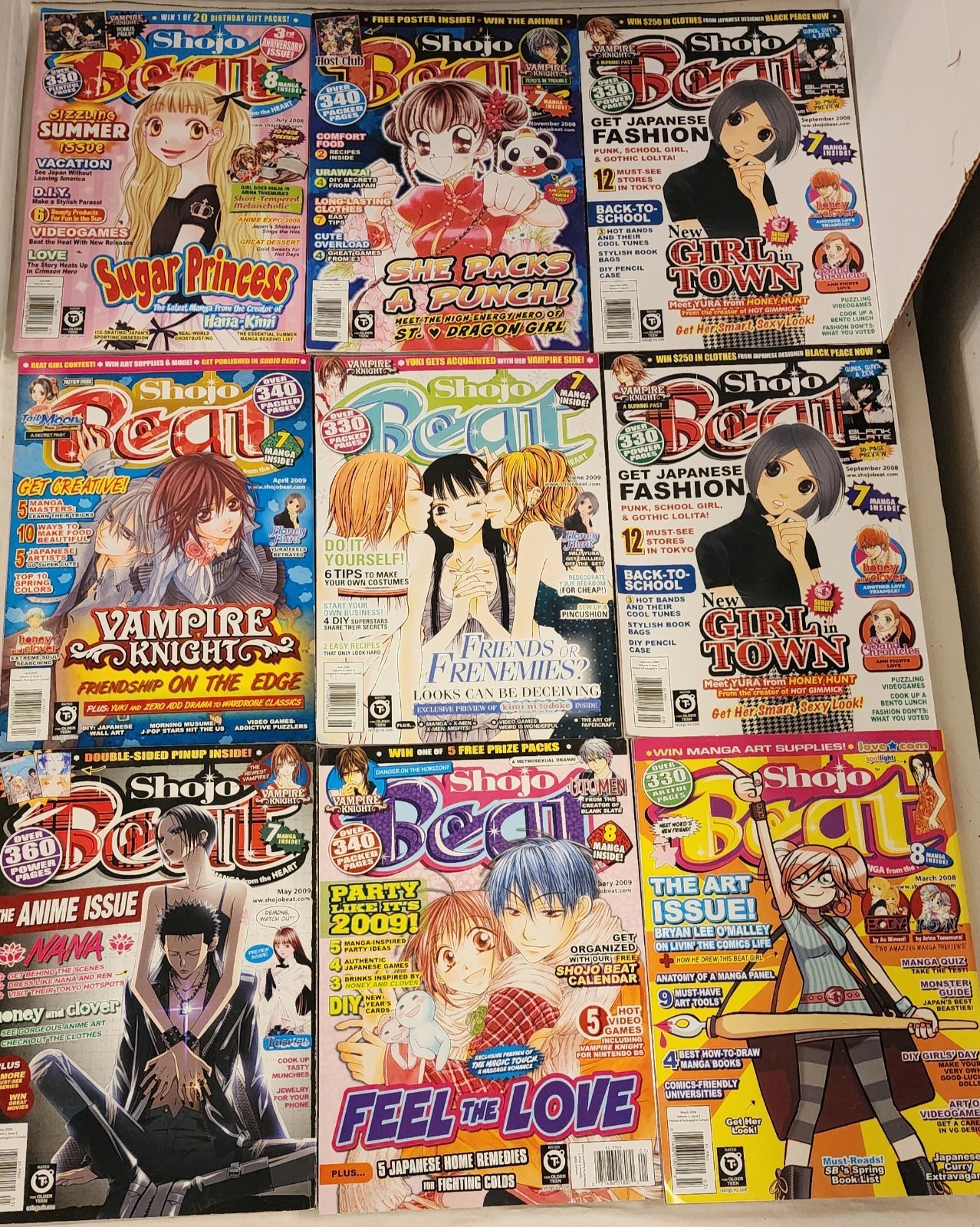 Vintage Shojo Beat Manga Magazine Lot of 9 Viz Media 2008 2009 Vampire Knight...