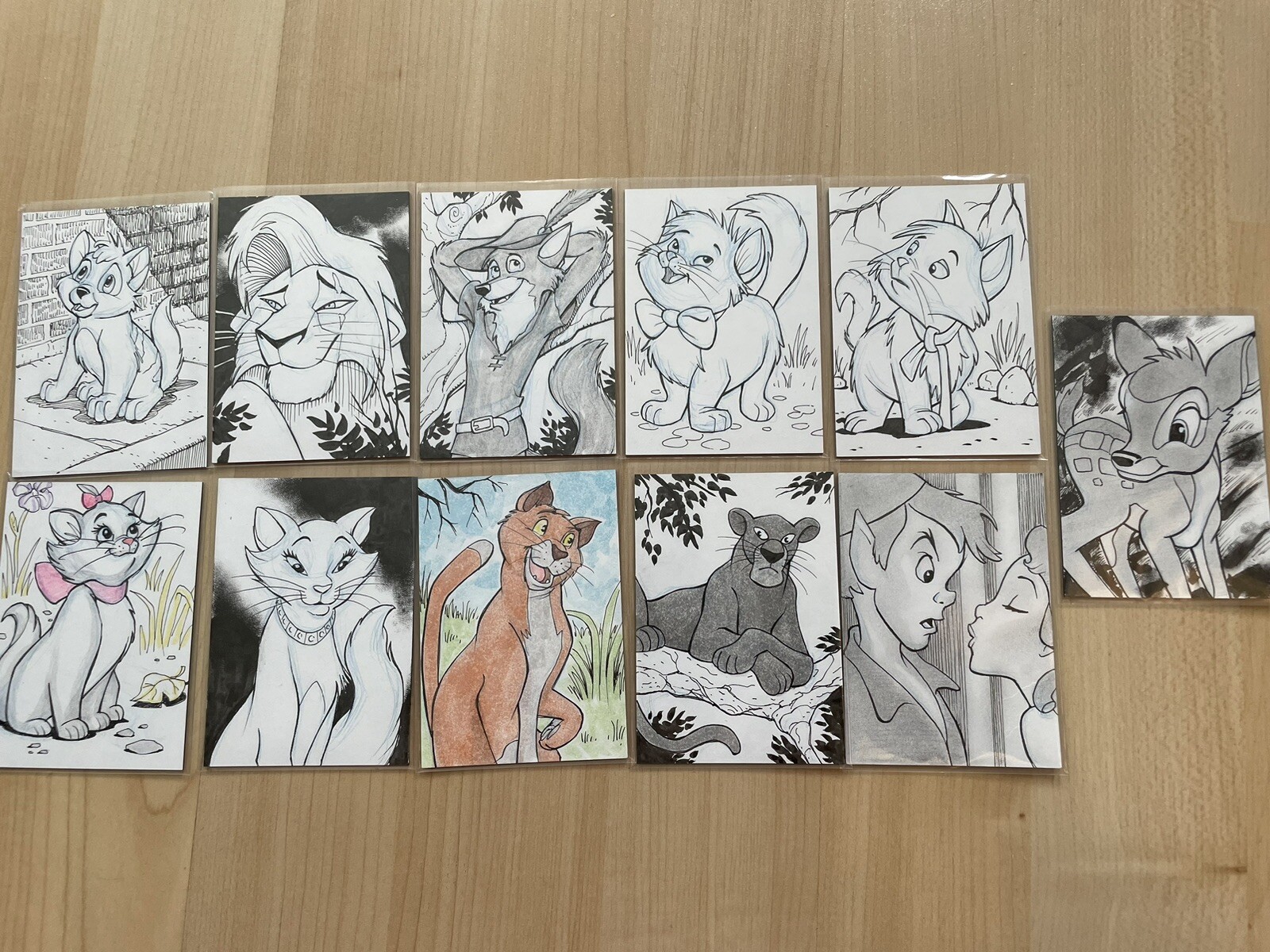 Lot of 11 Original Disney Sketch Cards by Comic Book Artist Gary Shipman