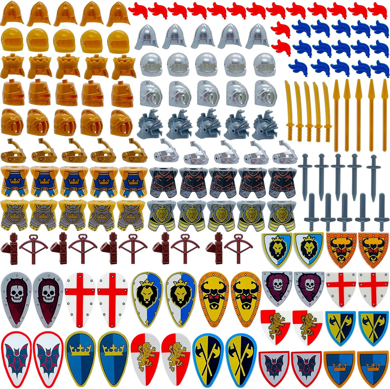 Miutrue Medieval Knight Weapons Pack Accessories Set Building Block Toy Armor He