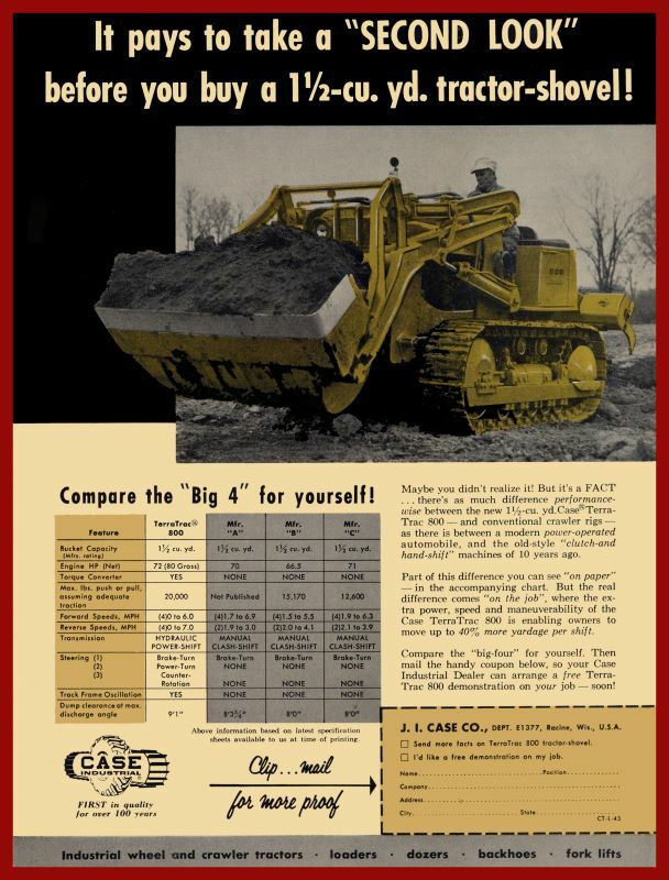 1957 Case Industrial Tractors New Metal Sign: TerraTrac 800 Crawler Rig Pictured