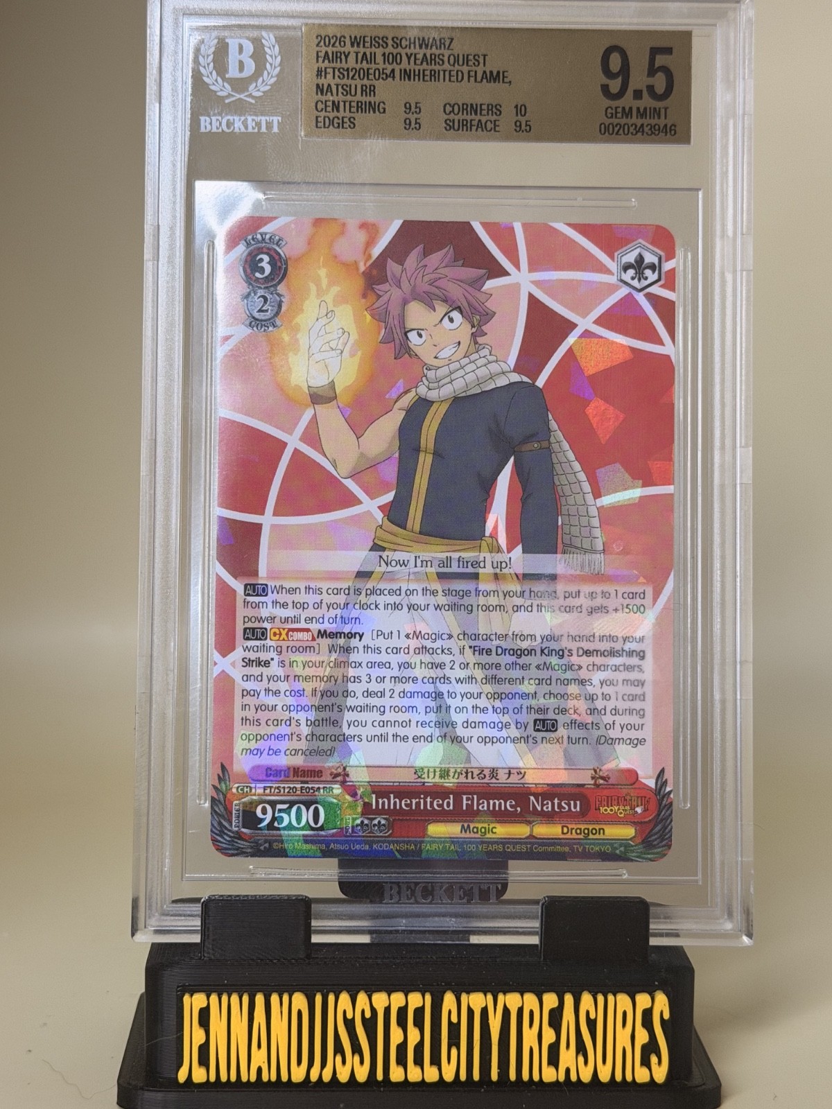 2026 Weiss Schwarz Natsu Inherited Flame FTS120-E054 RR BGS 9.5 Fairy Tail