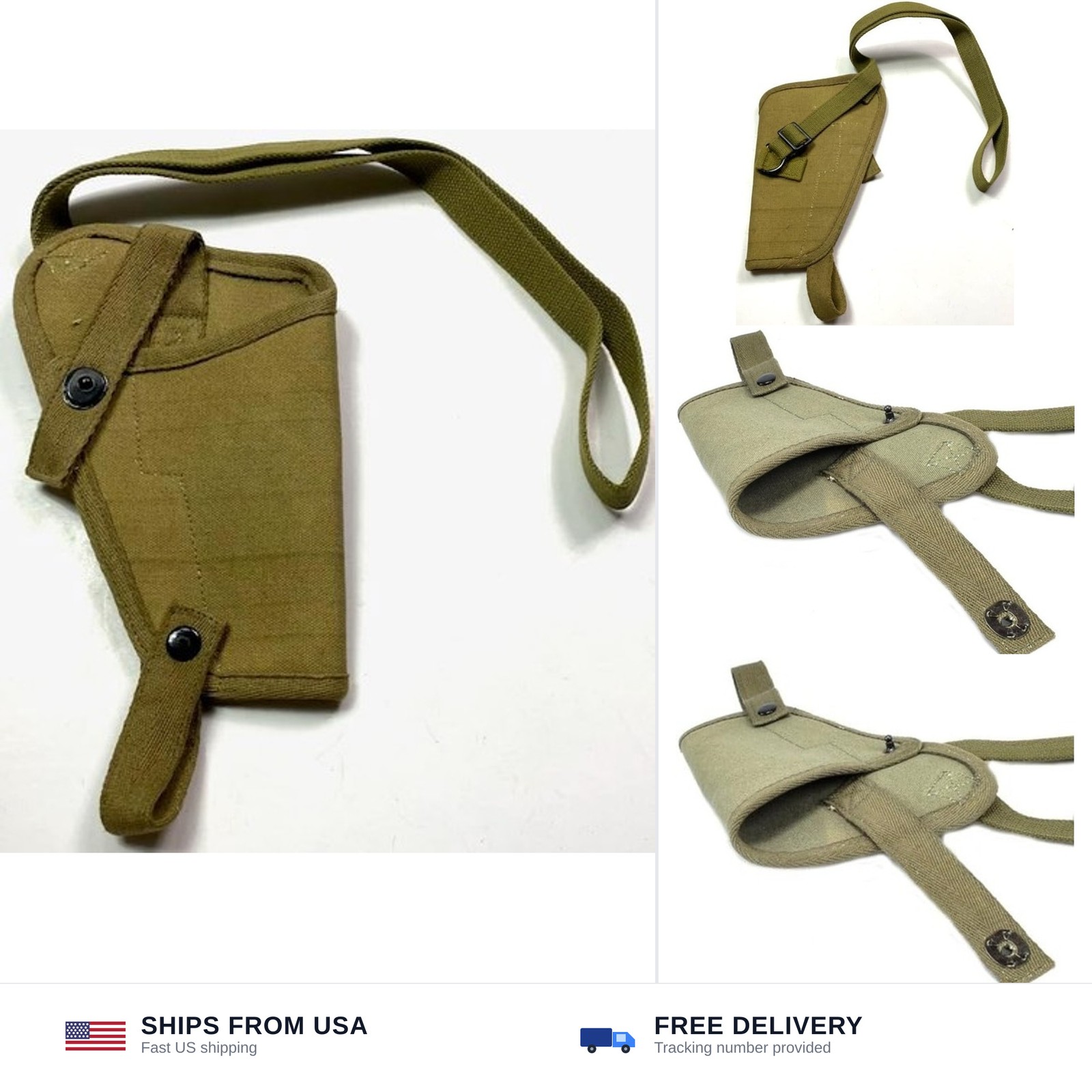 US M3 OD Canvas 1911 .45 Tanker Shoulder Holster Marked for Colt 1911 and Sim...