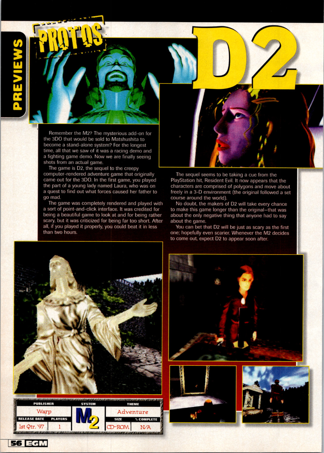 EGM Warp D2 M2 3DO Game Preview Magazine Page Retro Video Game 1997
