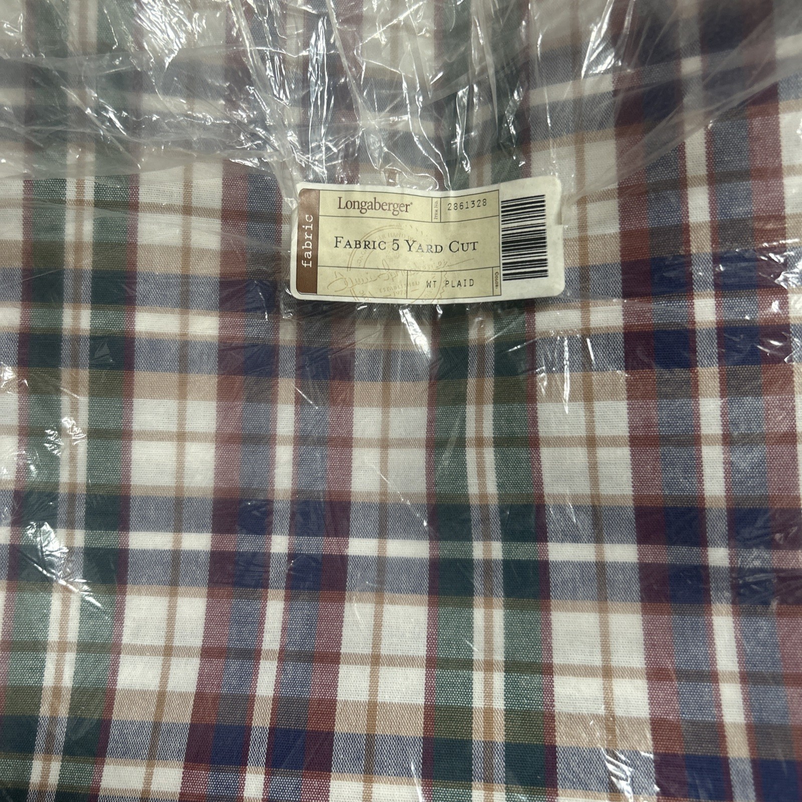 Longaberger Woven traditions Plaid 5 Yards Fabric New and  Uncut
