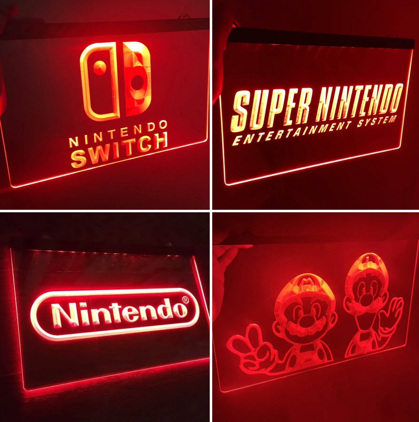 4 Nintendo Logos LED light Neon Sign for Game Room,Office,Bar,Man Cave. NEW