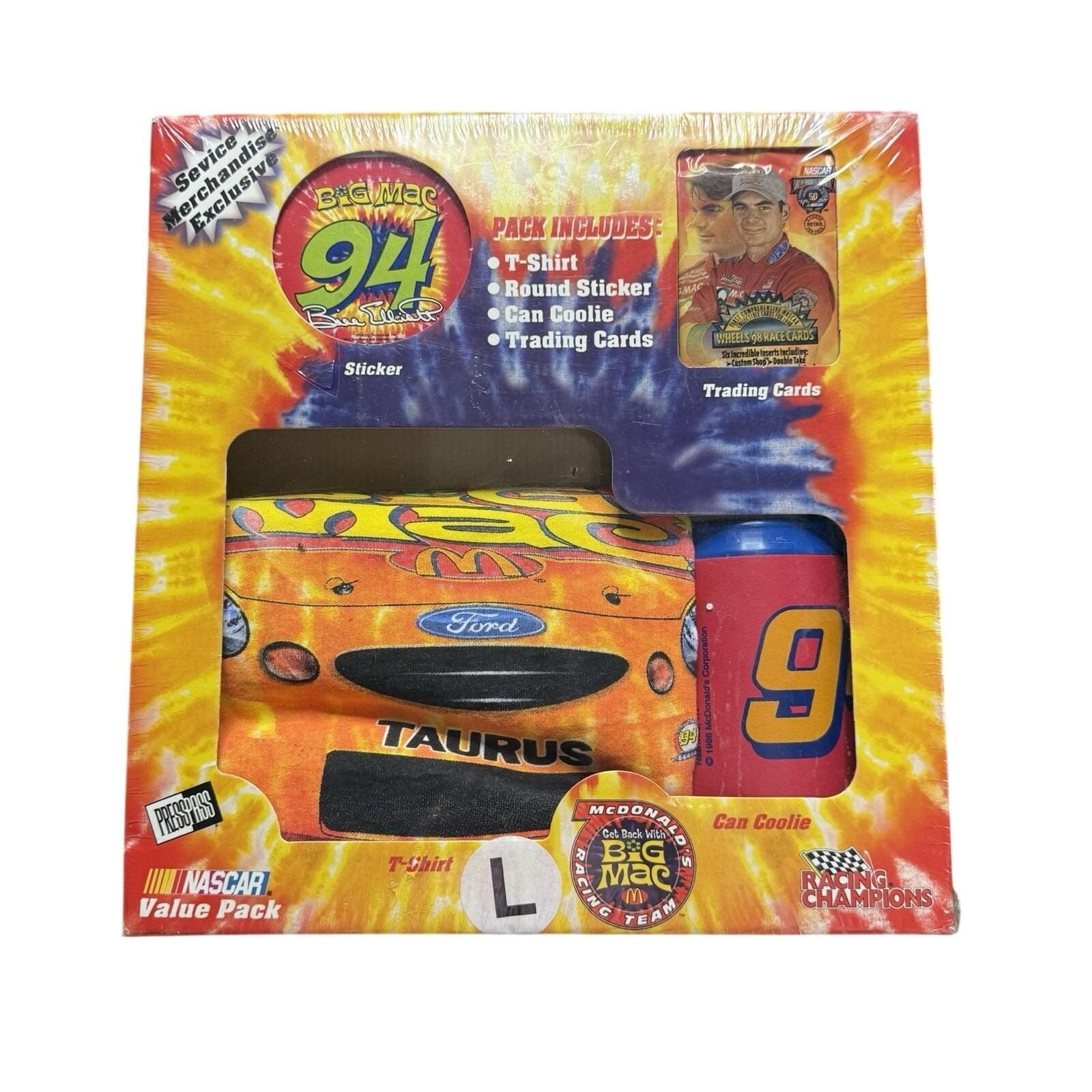 McDonalds Big Mac Racing Team NASCAR 1998 Value Pack T Shirt Coolie Cards New L