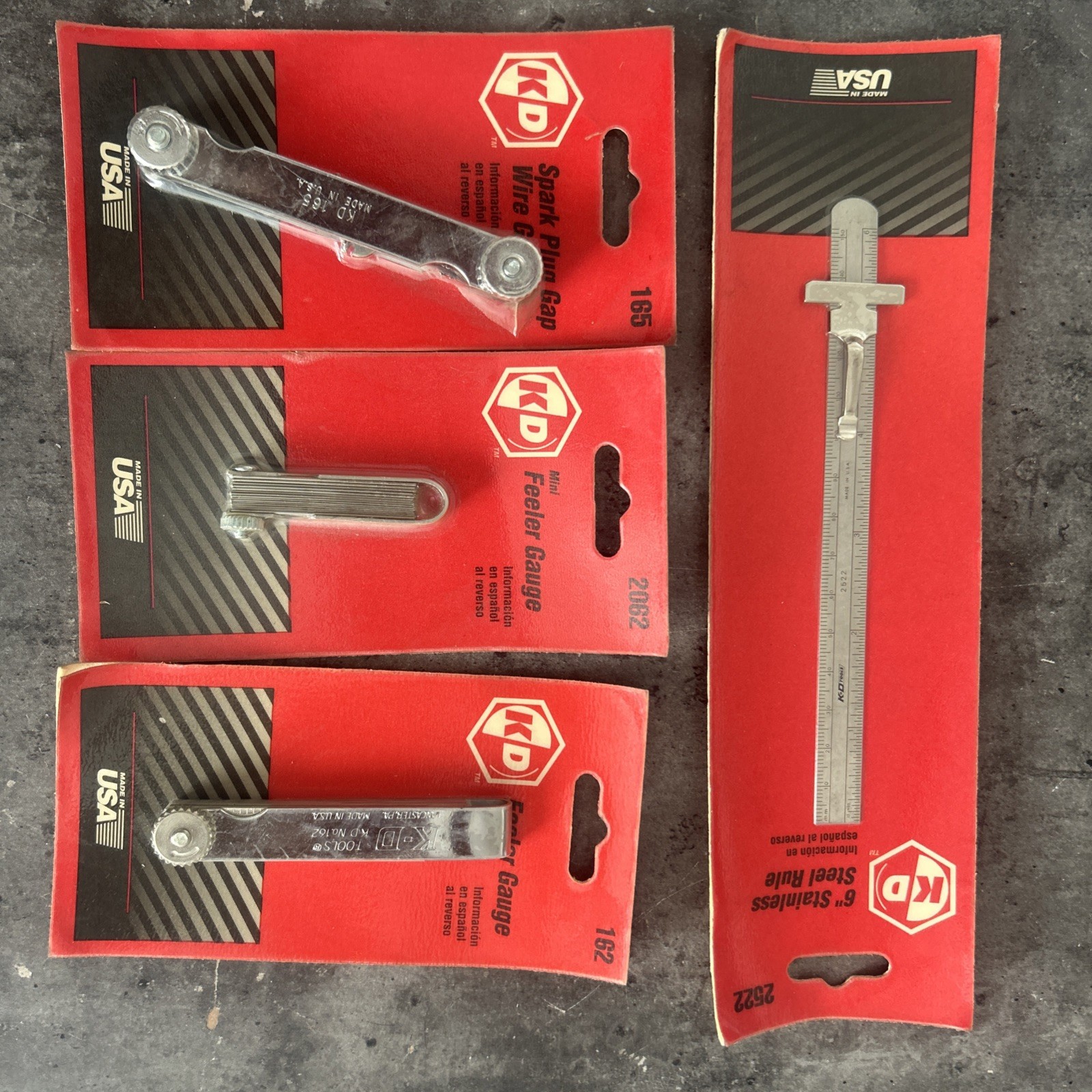 Vintage KD Tools Lot of 4 Gauges & Steel Rule 162 165 2062 2522 Made in USA