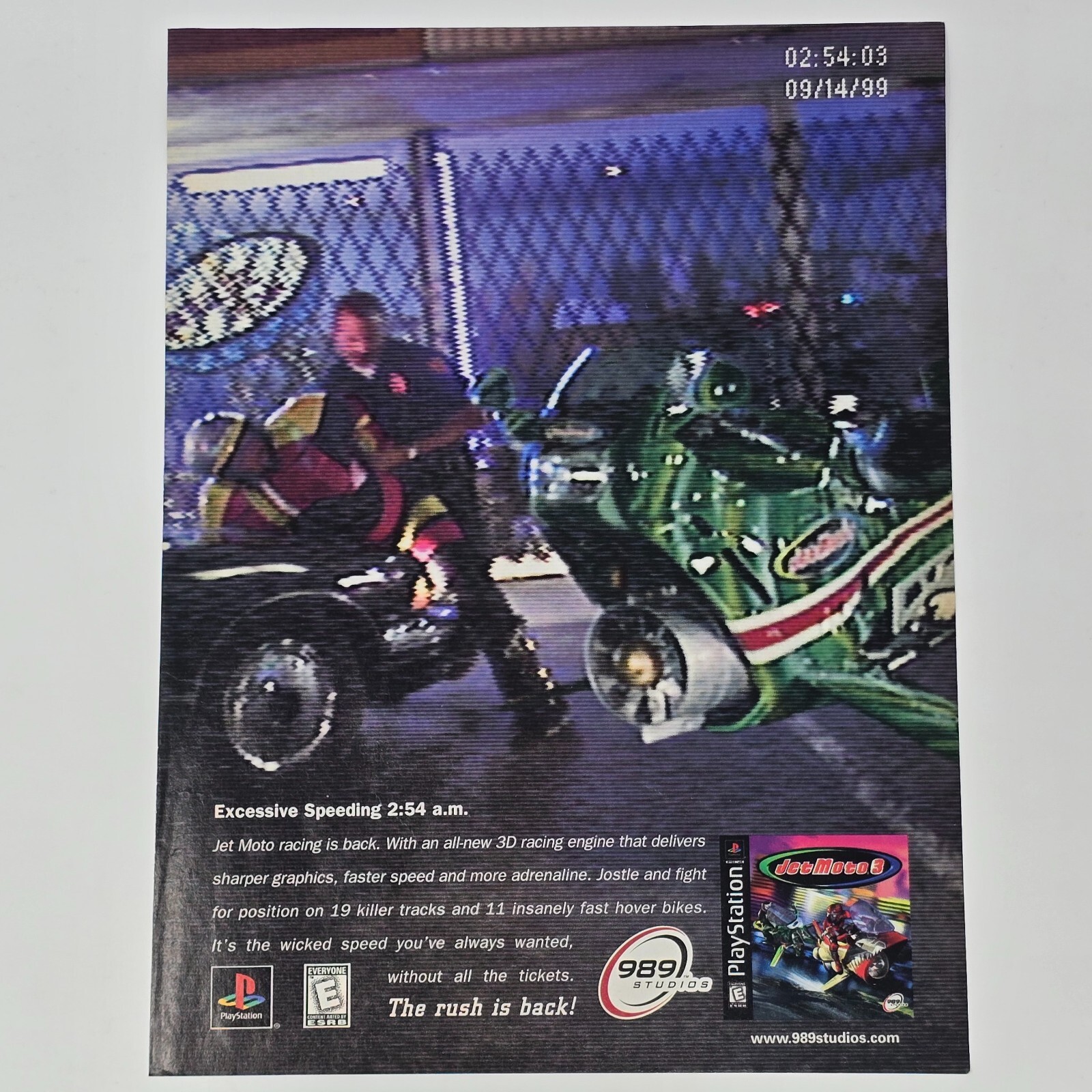 Jet Moto 3 Sony PlayStation 1 PS1 Excessive Speeding Print Ad/Poster Promo Art