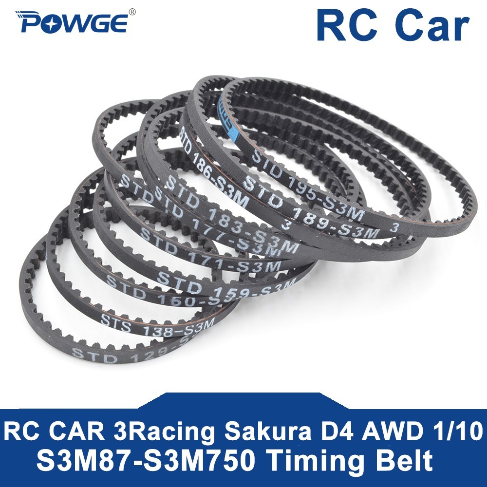 WRC Car 3Racing Sakura D3  D4 CS Rear S3M Timing Belt 102-750mm RC Drift On Road