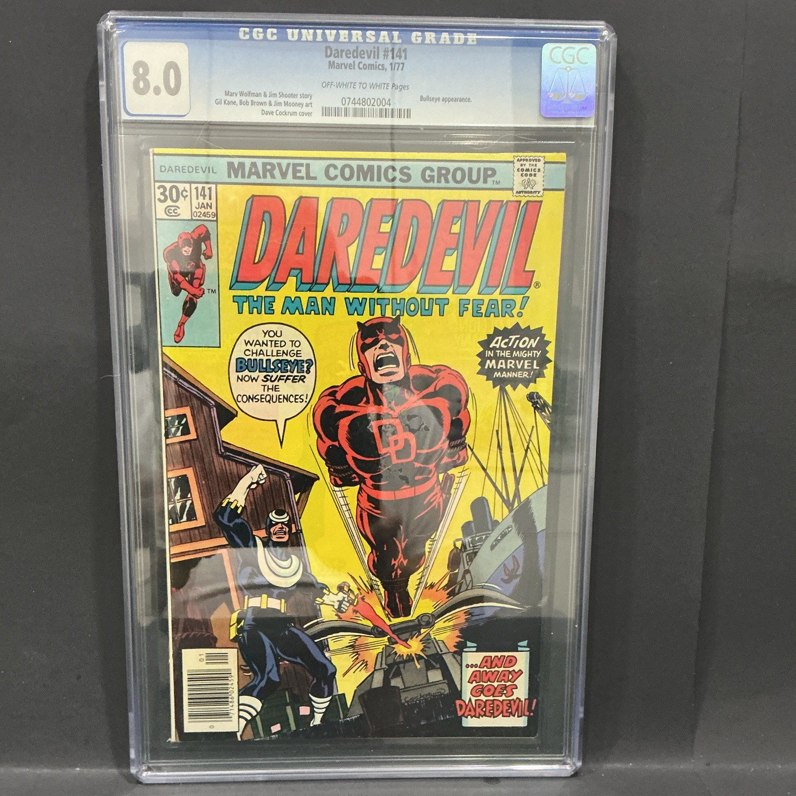 Marvel Comics Group DAREDEVIL #141 30c CGC GRADE 8.0 off and White Pages
