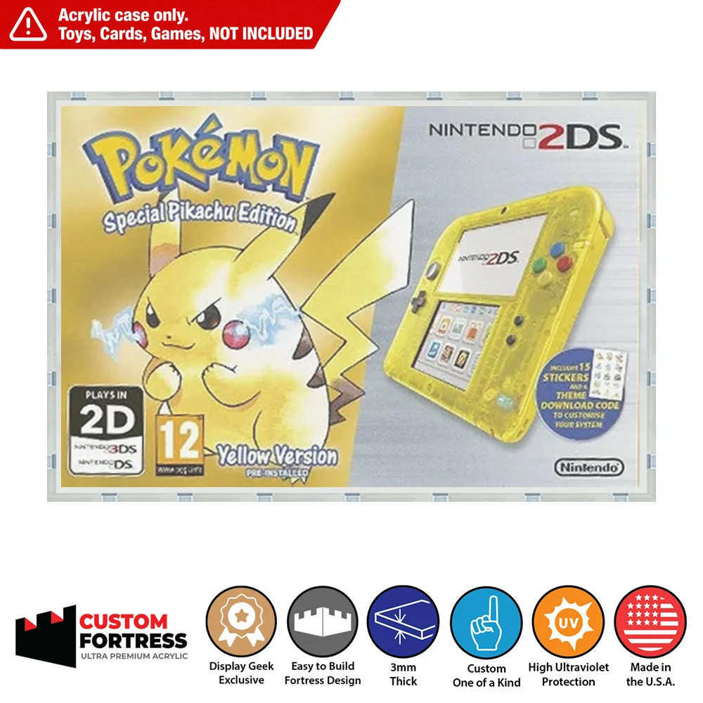 Custom Acrylic Hard Case for NINTENDO 2DS POKEMON RED YELLOW BLUE Console Box