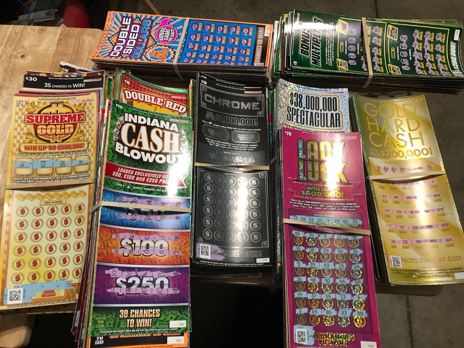 $10,000 Worth of Indiana NON-WINNING used Lottery Scratch off Tickets 2025