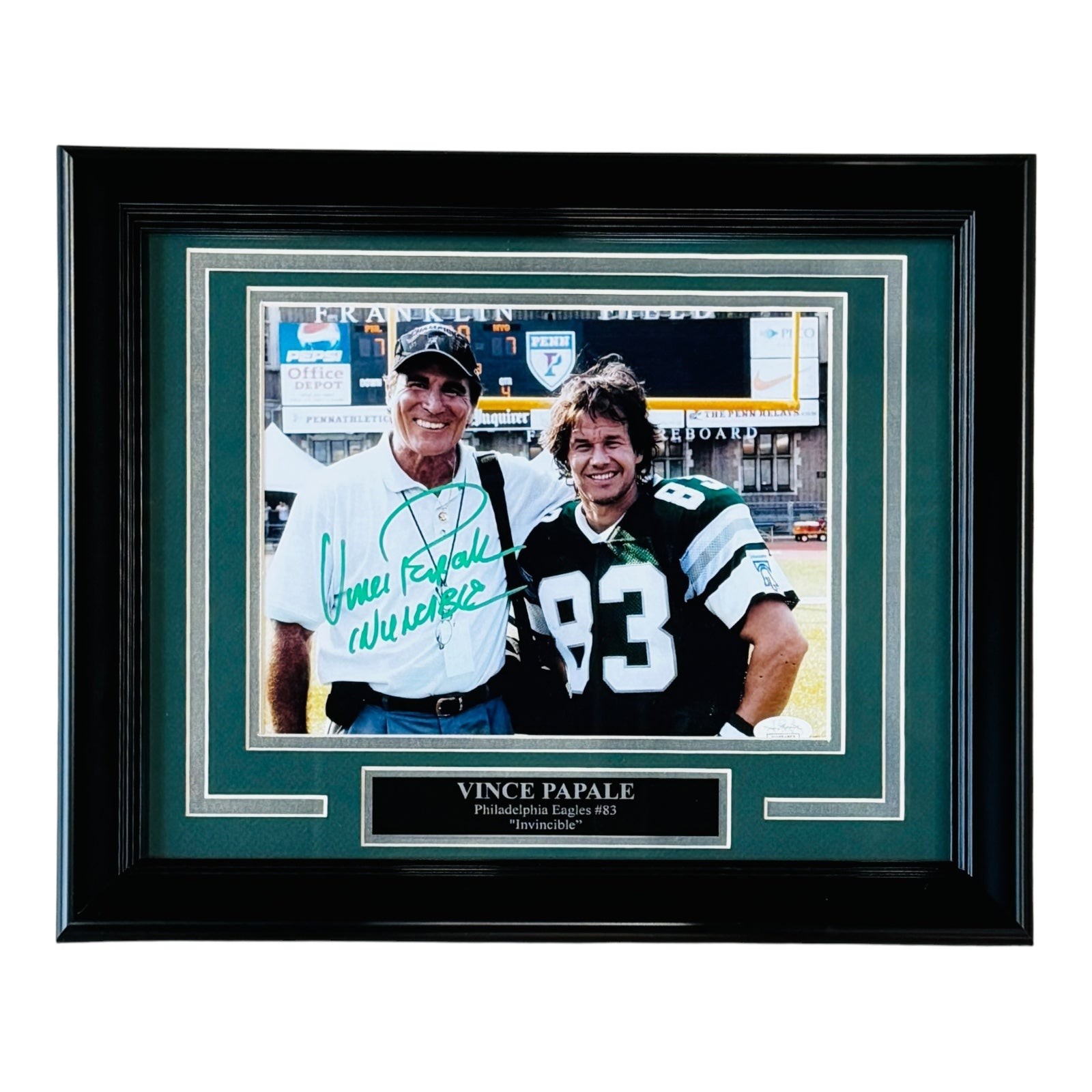 Vince Papale Autographed Philadelphia Eagles (with Mark Wahlberg) Deluxe Framed