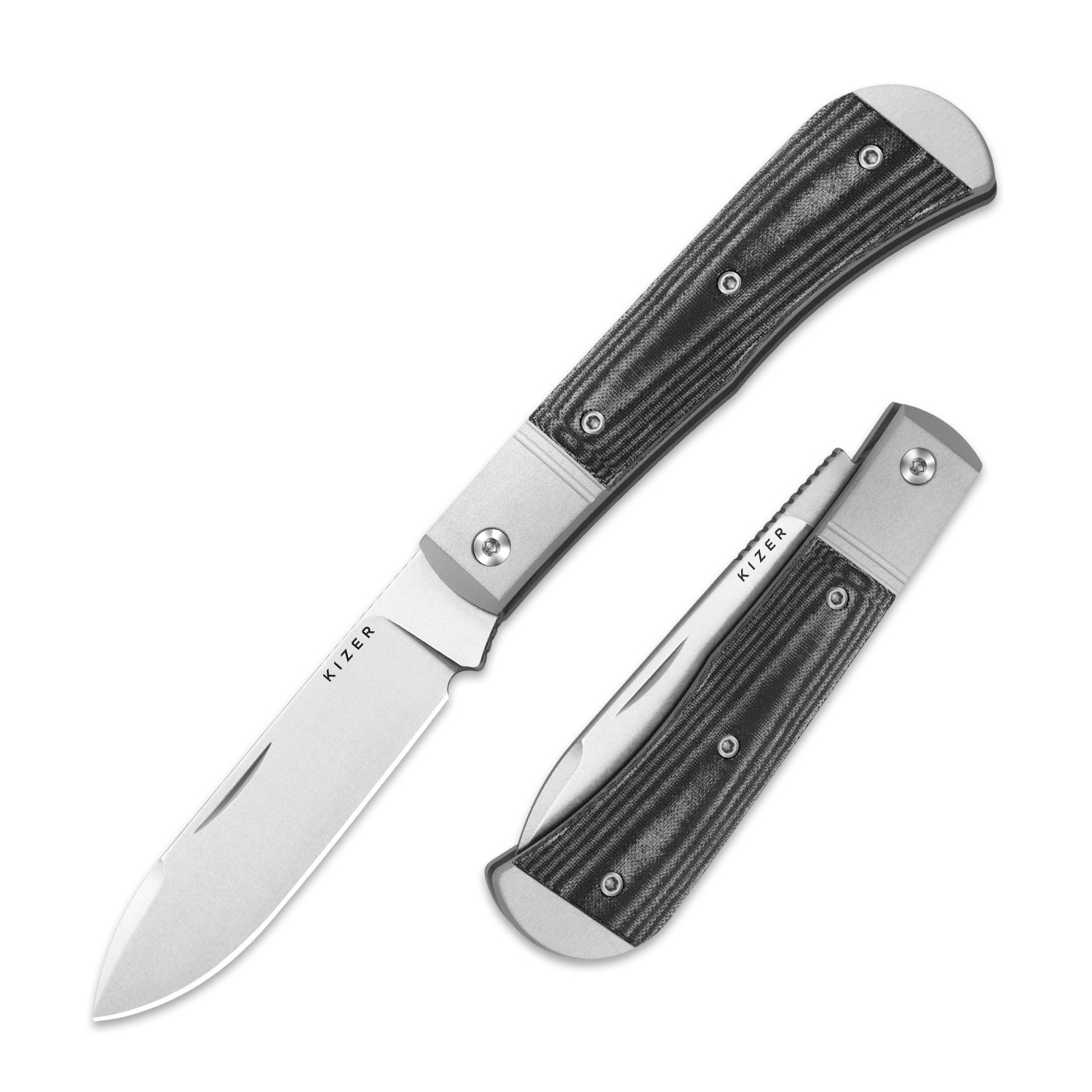 Kizer Trestle D Folding Pocket Knife Nitro-V Blade Aluminum & Micarta Handle