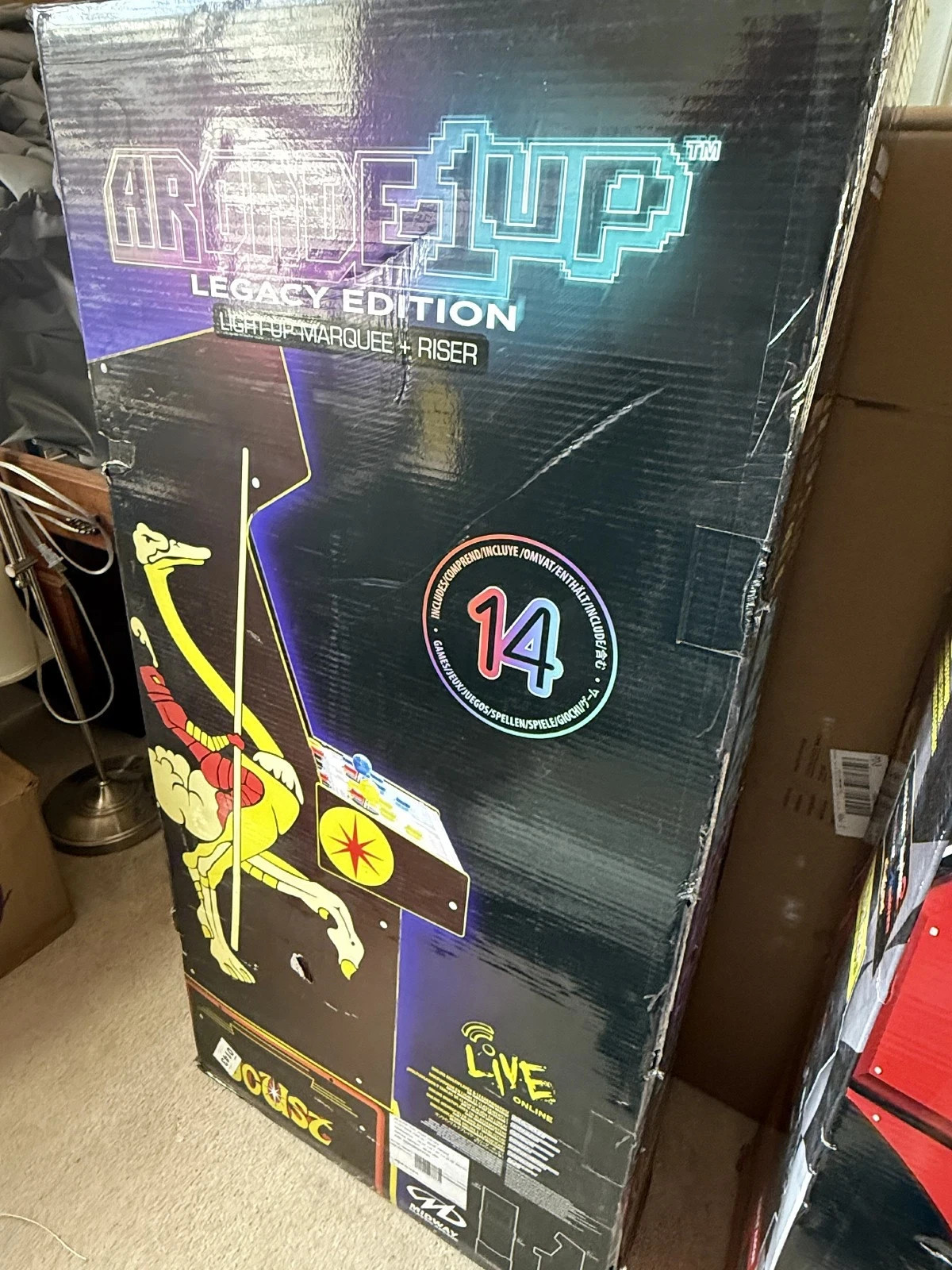 Arcade1up Very Rare Joust Legacy New in Box w/ Matching Riser & Lighted Marquee