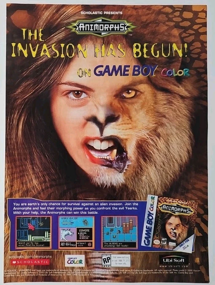 Animorphs Nintendo Game Boy Color Ubisoft 2000 Original Print Ad - 7.5