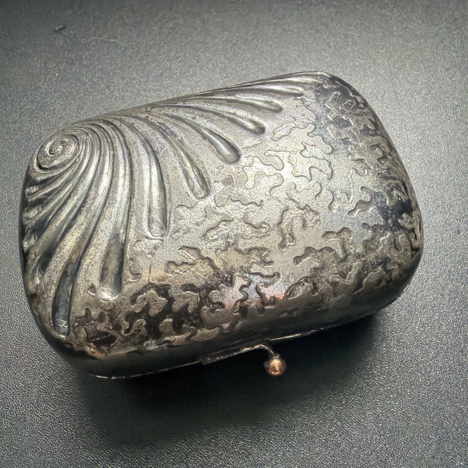 Vintage Silver-Tone Travel Soap Box Hinged Metal Shell Design Unmarked