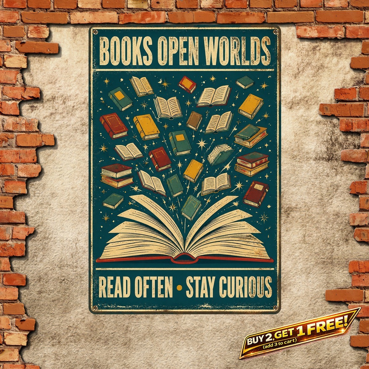 I Read And I Know Things Book Lover Metal Sign Vintage Library Art