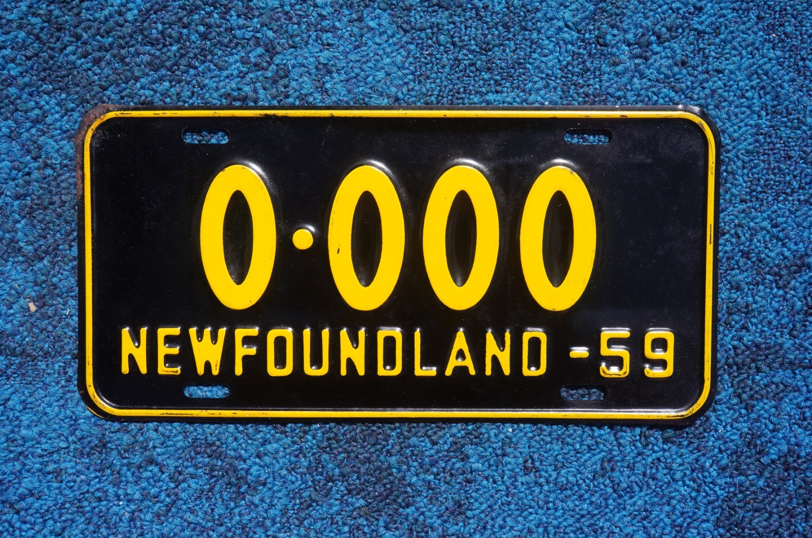 1959 NEWFOUNDLAND Canada SAMPLE License Plate - Nice Quality