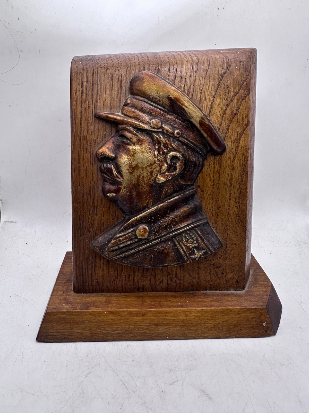 1950\'s Original Russian Soviet Joseph Stalin Portrait Metal Plaque USSR Vintage