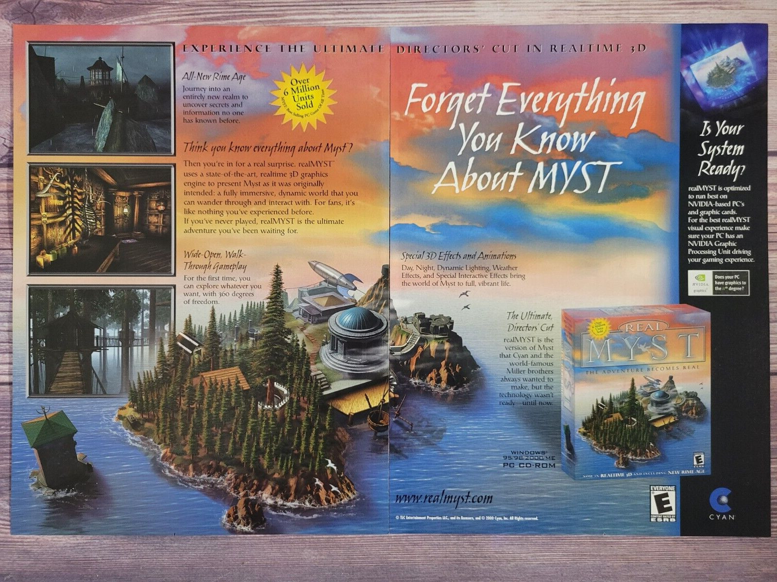 Real Myst PC Game Big Box Vintage Double Page Promo Ad Art Print Poster