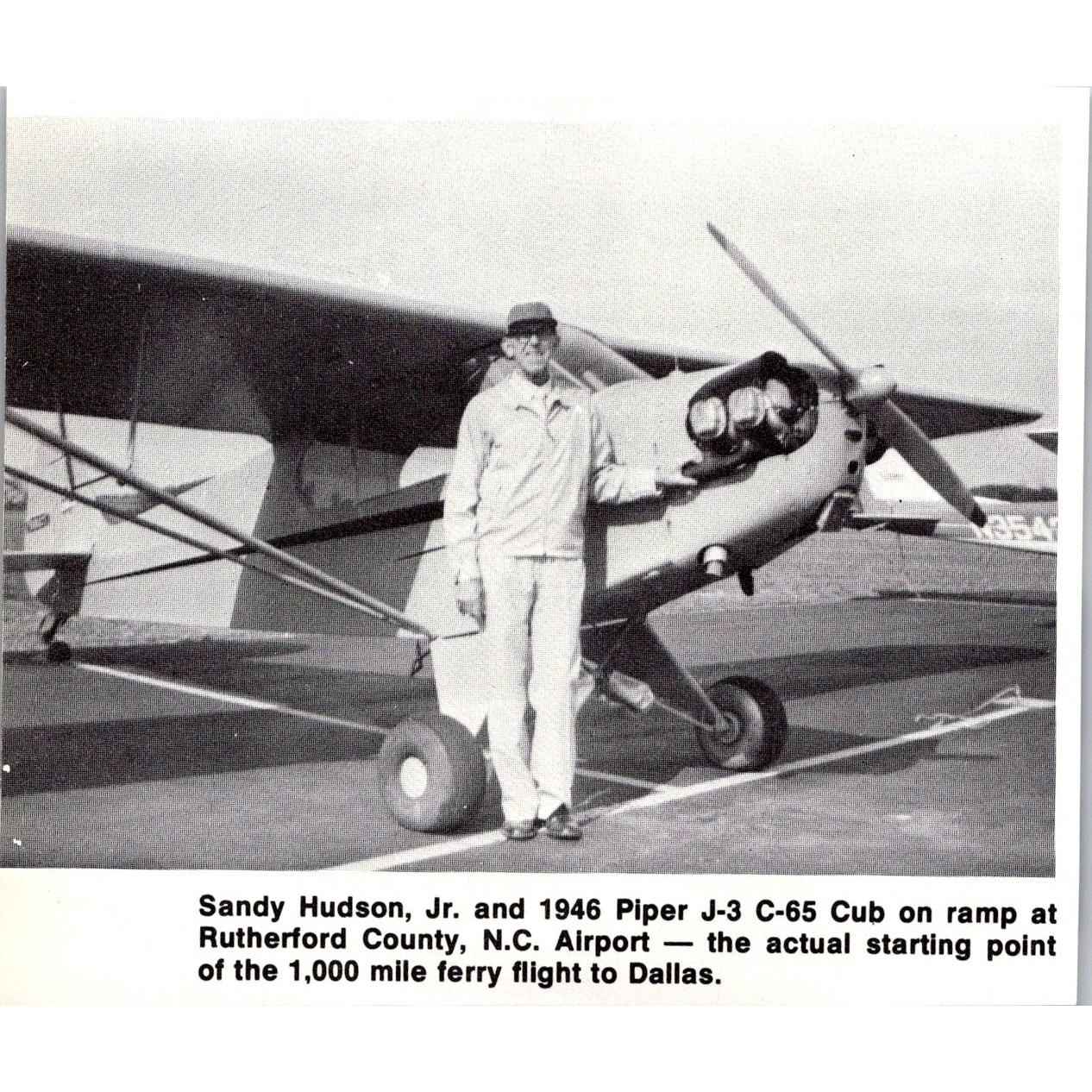 Sandy Hudson Jr & 1946 Piper J-3 C-65 Cub 1978 Sport Aviation Photo SAH5-8