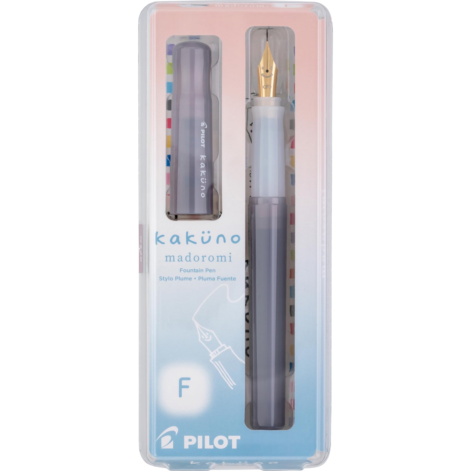 PILOT Kakuno Madoromi Fountain Pen - Nimbus Gray Barrel, Fine Nib